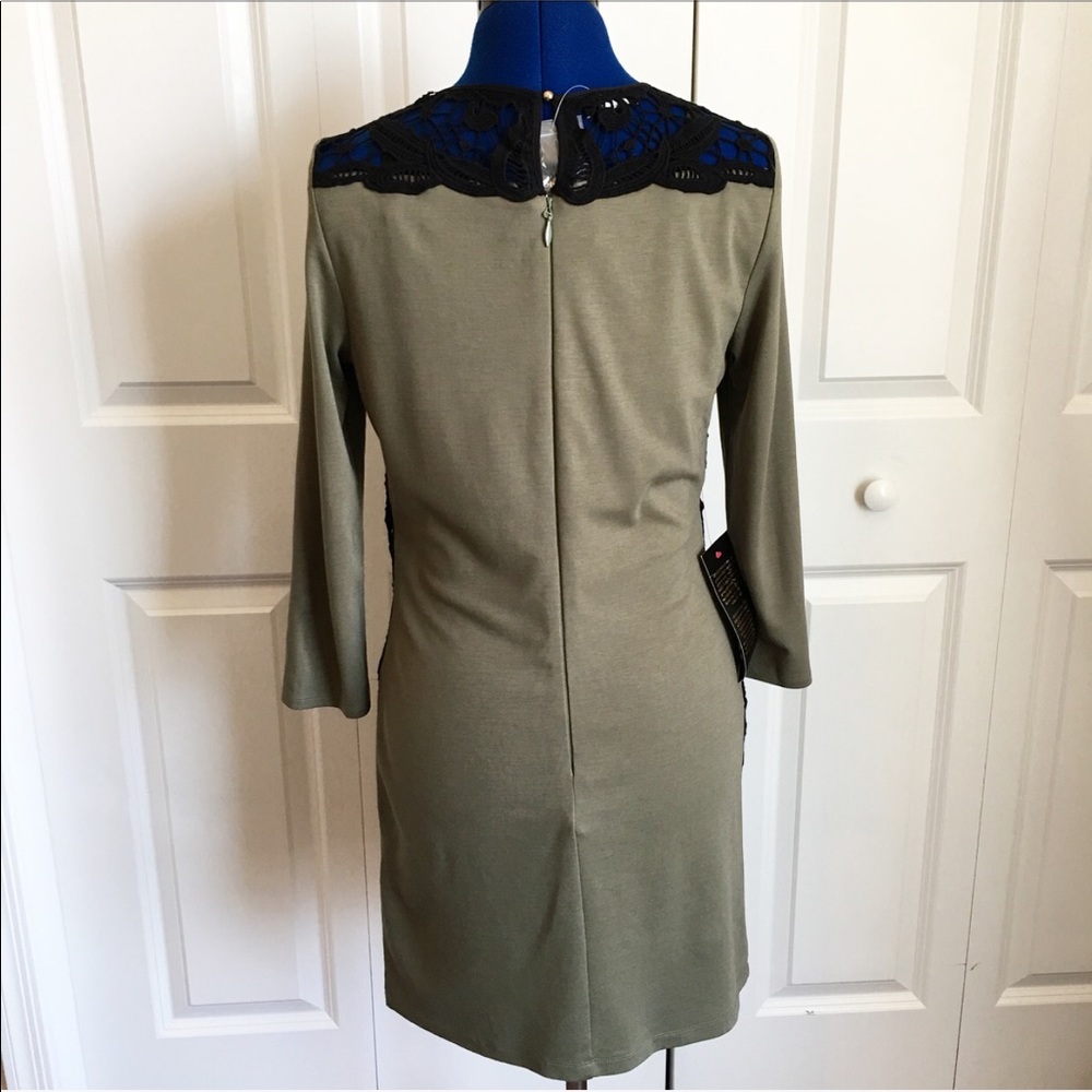 Bebe Lace Appliqué 3/4 Sleeve Dress - Picture 3 of 6
